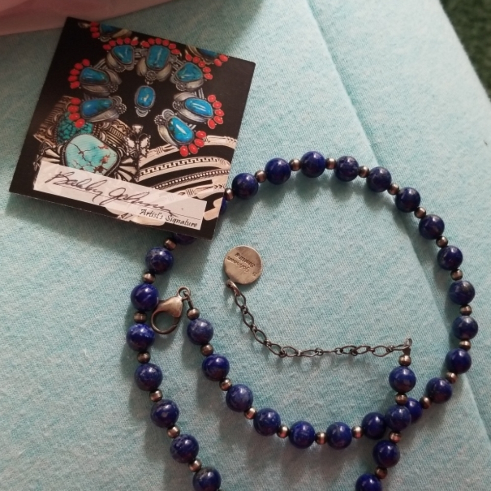 Genuine lapis bead necklace
